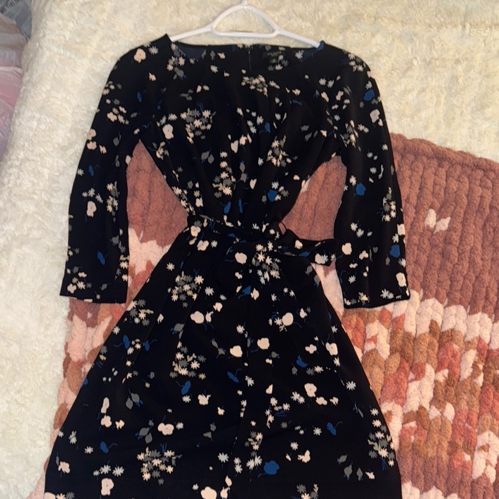 Ann Taylor Short Floral Black Dress